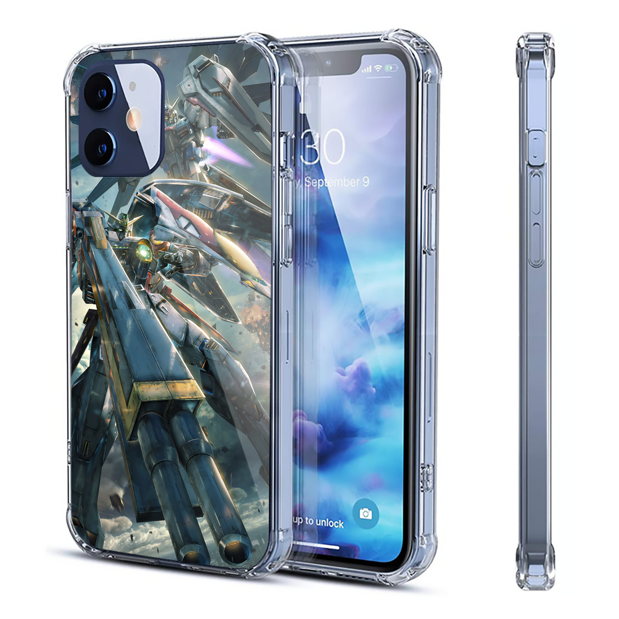 （画像用） 機動戦士ガンダム Mobile Suit Gundam 【iPhone 12シリーズ対応】透明スマホケース（クリアソフトケース）